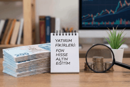 1000 TL ile neye yatırım yapılır rehberi; masada Türk Lirası banknotlar, bozuk paralar ve yatırım fikirleri yazılı not defteri.