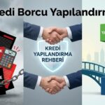 72 ay vadeli kredi yapılandırma hesaplaması yapan borçlu ve arka planda uzanan banka yardım eli.