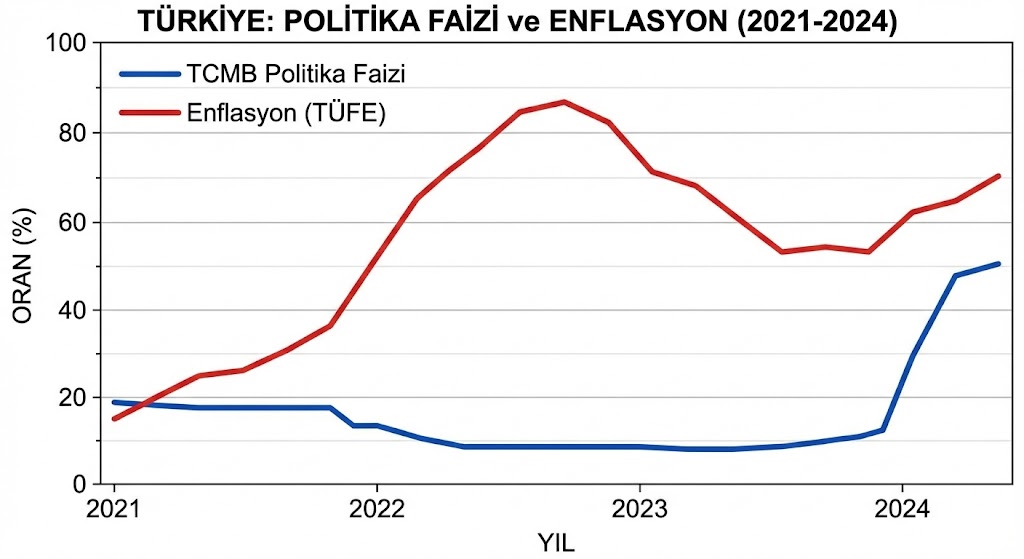 Faiz Sebepse Enflasyon Sonuç mu? - Türkiye faiz ve enflasyon grafiği - Ekonomi Cepte